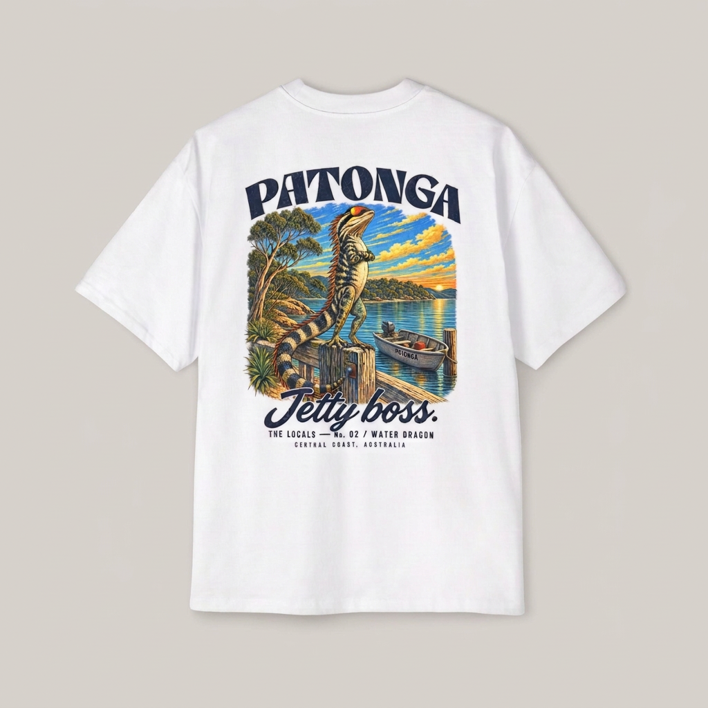 Jetty Boss White back flat lay on warm grey