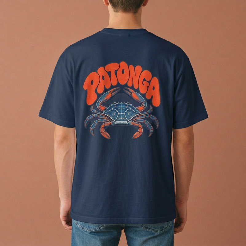 Midnight blue Crab Tee back mockup