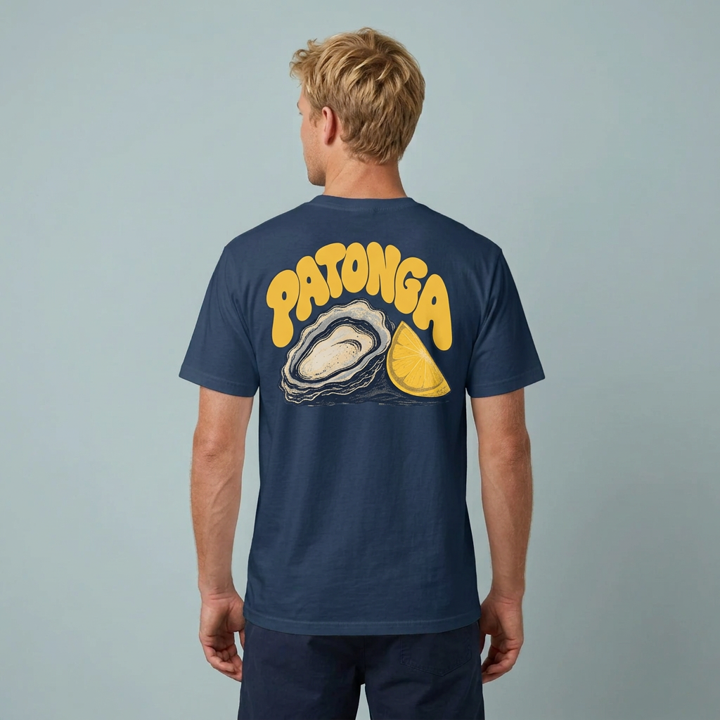 Midnight Blue Oyster & Lemon tee, back mockup