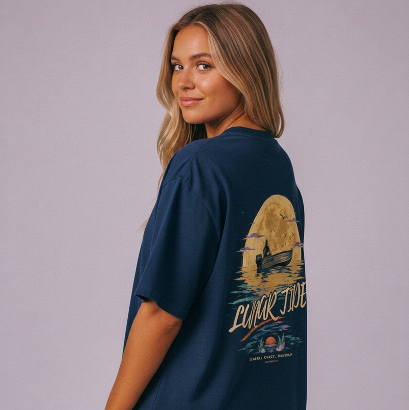 Midnight blue women’s Lunar Tide back mock-up