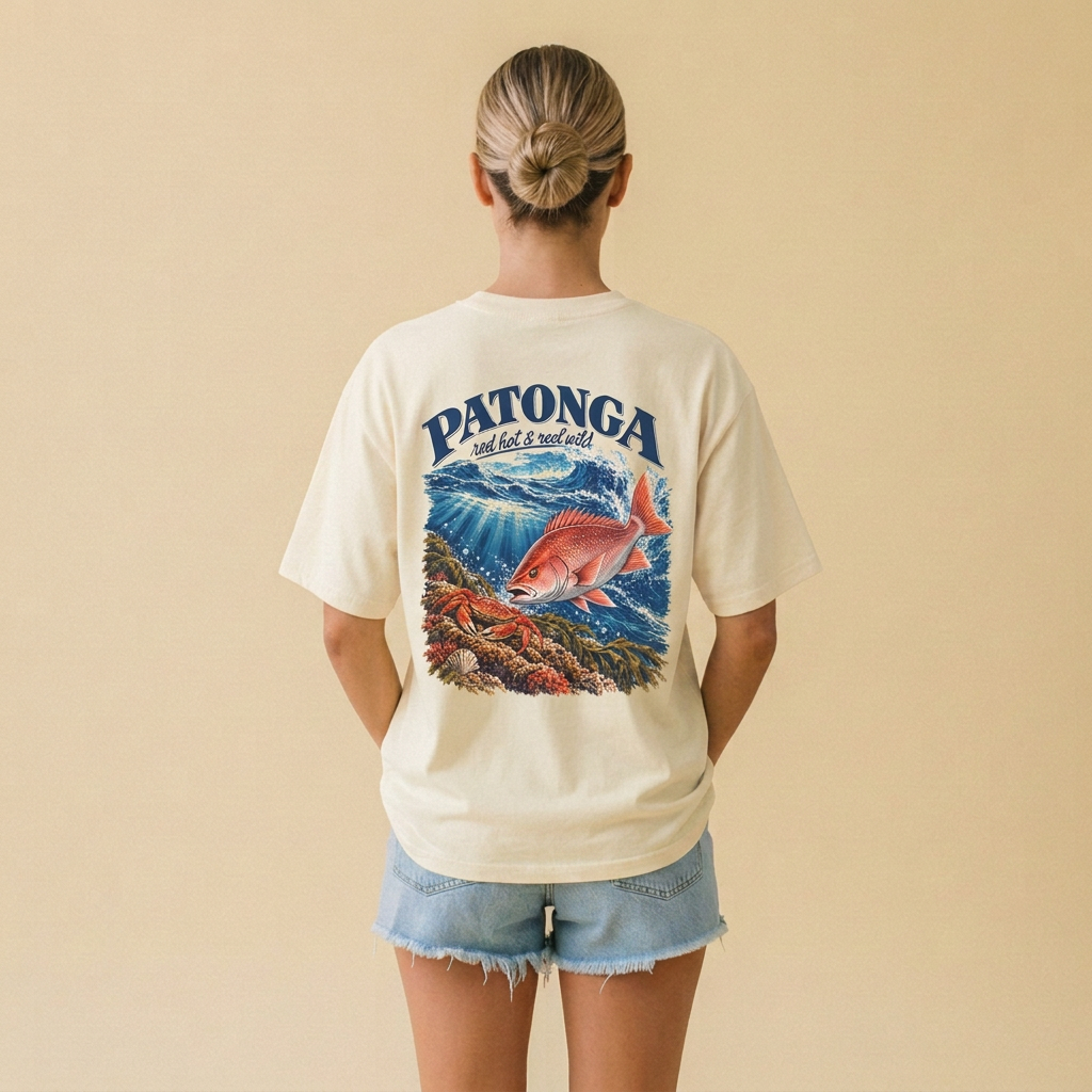 Muted cream Snapper Tee back mockup