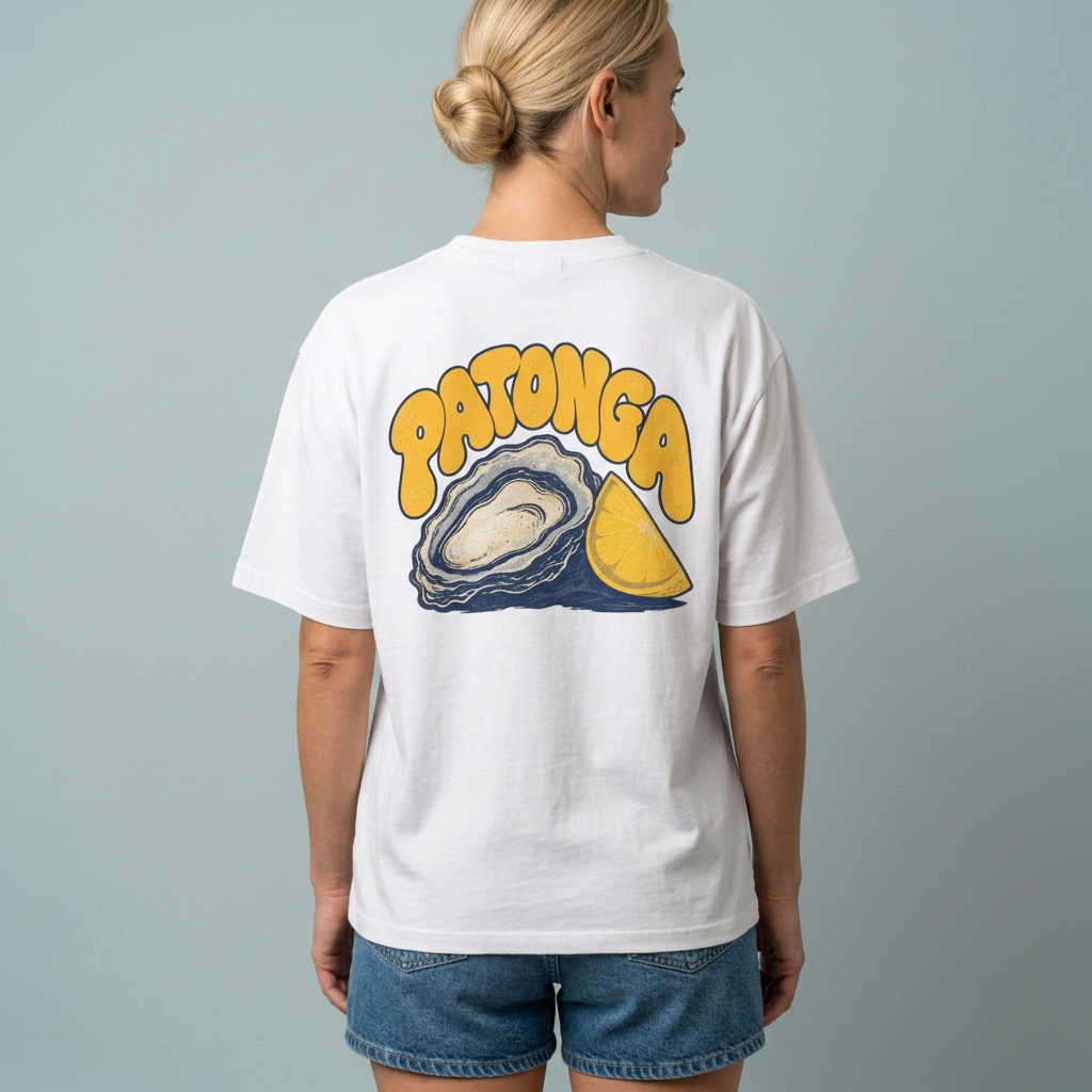Oyster & Lemon white tee back model mockup