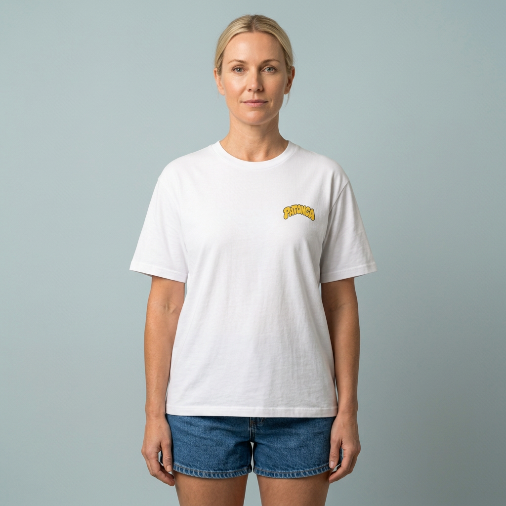 Oyster & Lemon white tee front model mockup