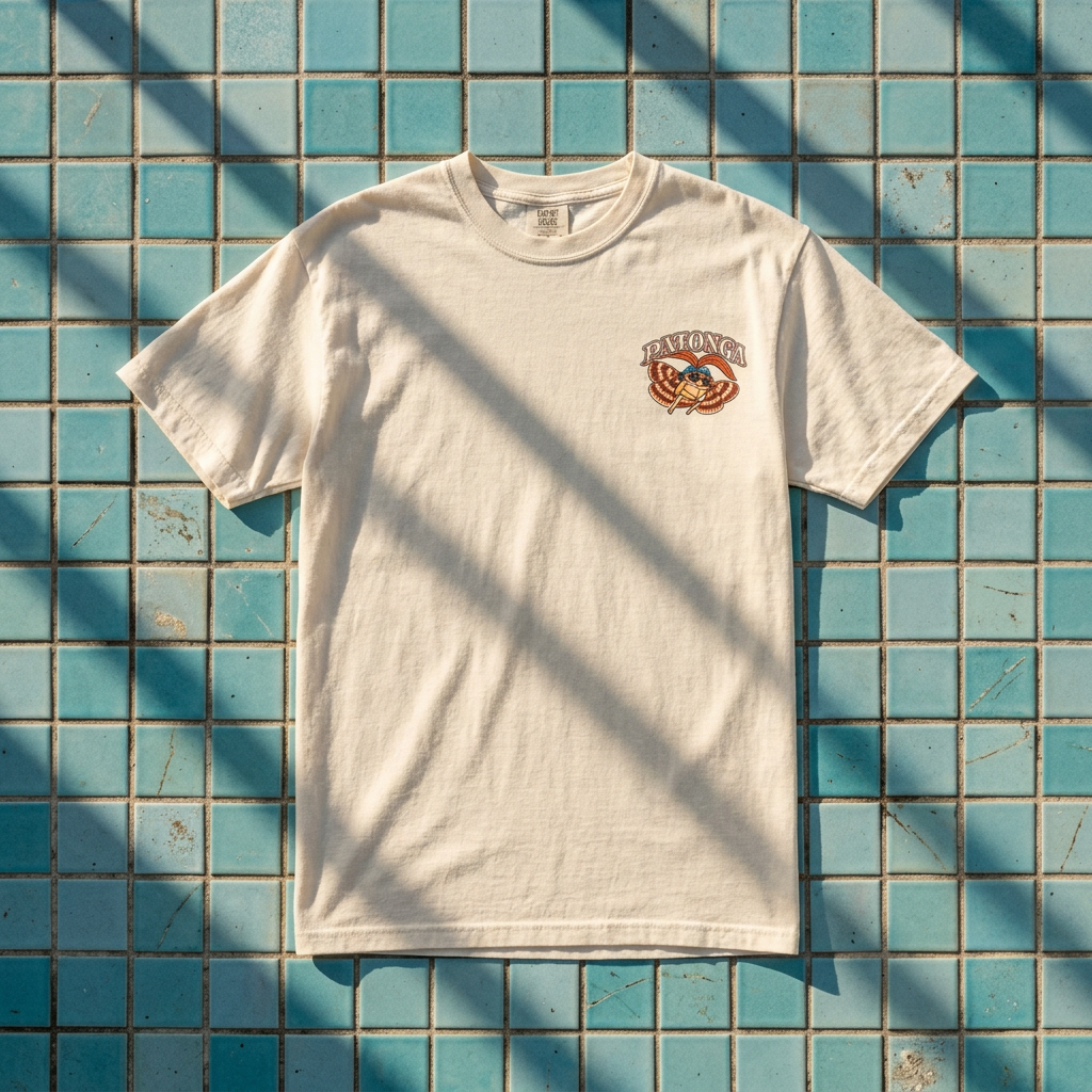 PATONGA cream tee on blue pool tiles