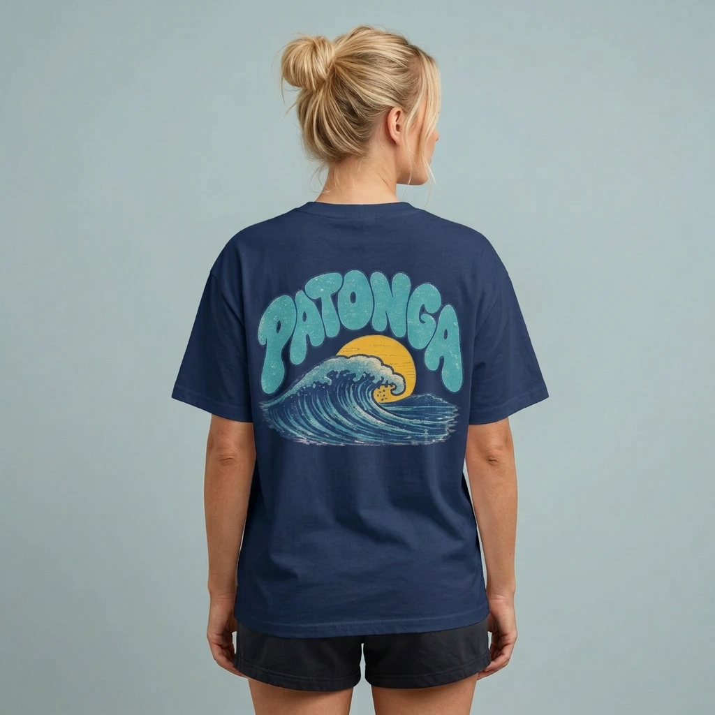 Wave Tee mockup in midnight blue